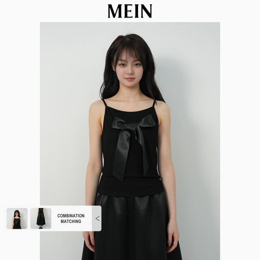 [DareToBe Collection][NEW ARRIVAL] GIRL POWER Fitted Sleeveless Crop Top with Square Neck and Glossy Bow Detail 1533