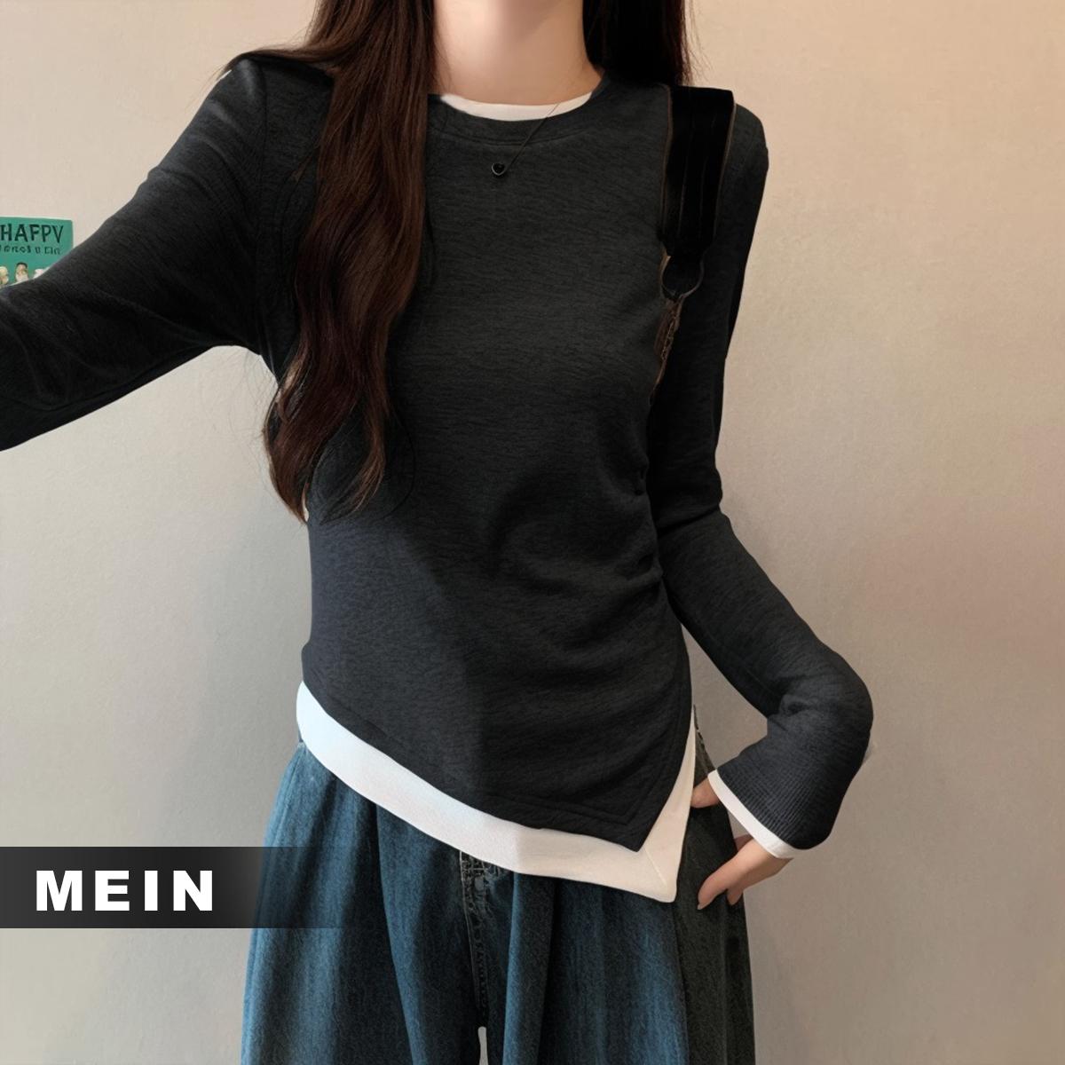 [MEIN] 7325 Atasan Cewek Outfit Hitam Long Sleeve Shirt Wanita Top Polos Kaos Panjang Baju Casual Tshirt