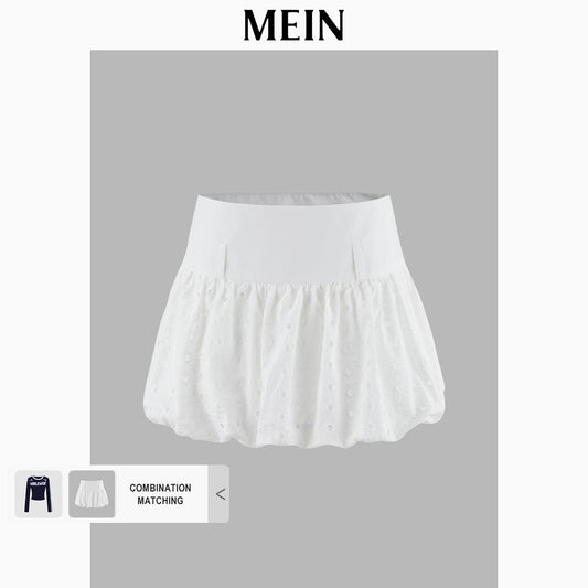 [DareToBe Collection][NEW ARRIVAL] GIRL POWER Short Lightweight Floral Embroidered Lace Skirt in Puffy Korean Style for Women 92033