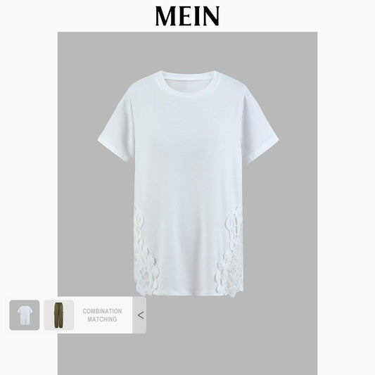 [MEIN] ELEGANTLoose Short-Sleeve T-Shirt with Side Cut-Outs 92006