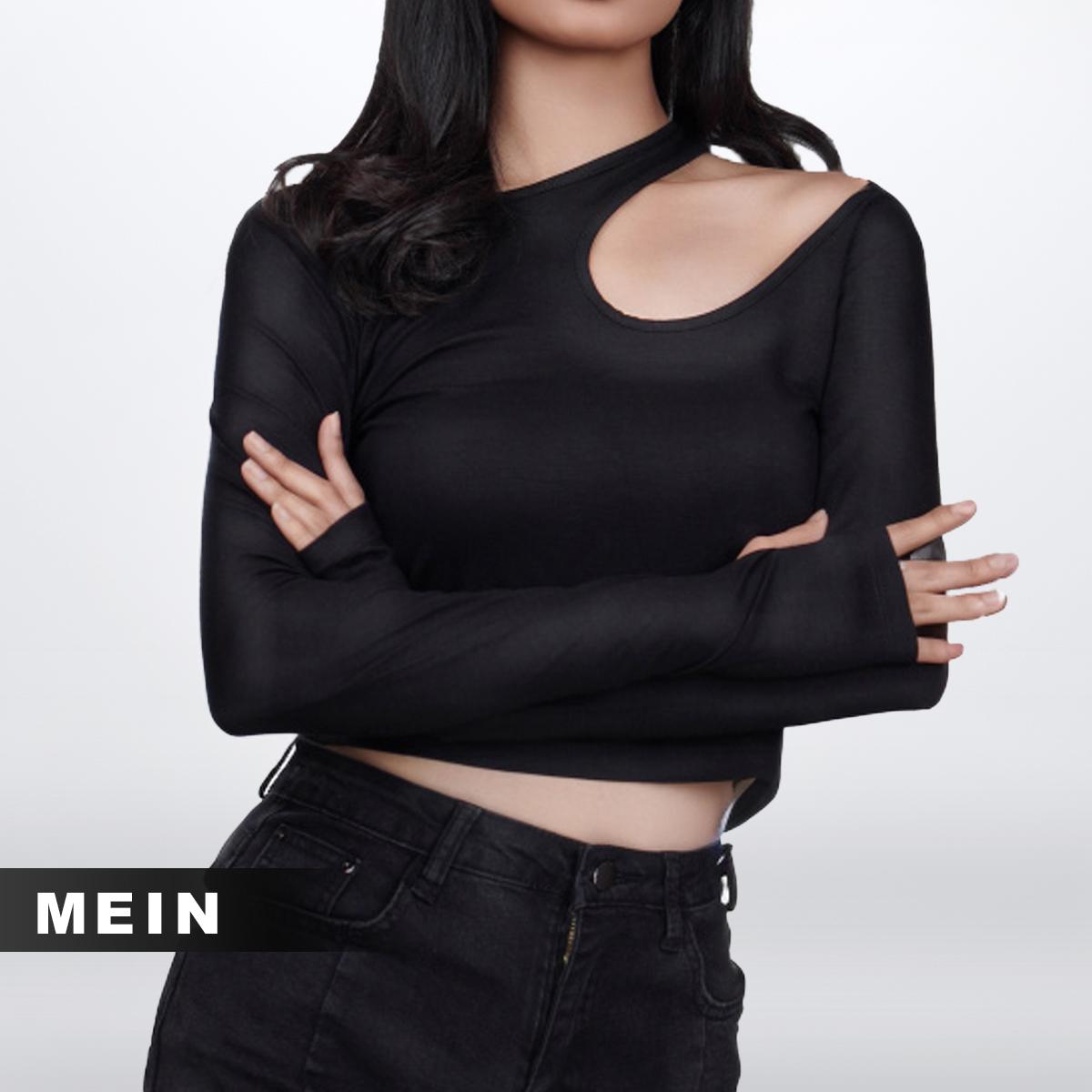 [MEIN] 1002 Baju Atasan Wanita Lengan Panjang Atasan Sexy Wanita Hitam Top Cewek Crop