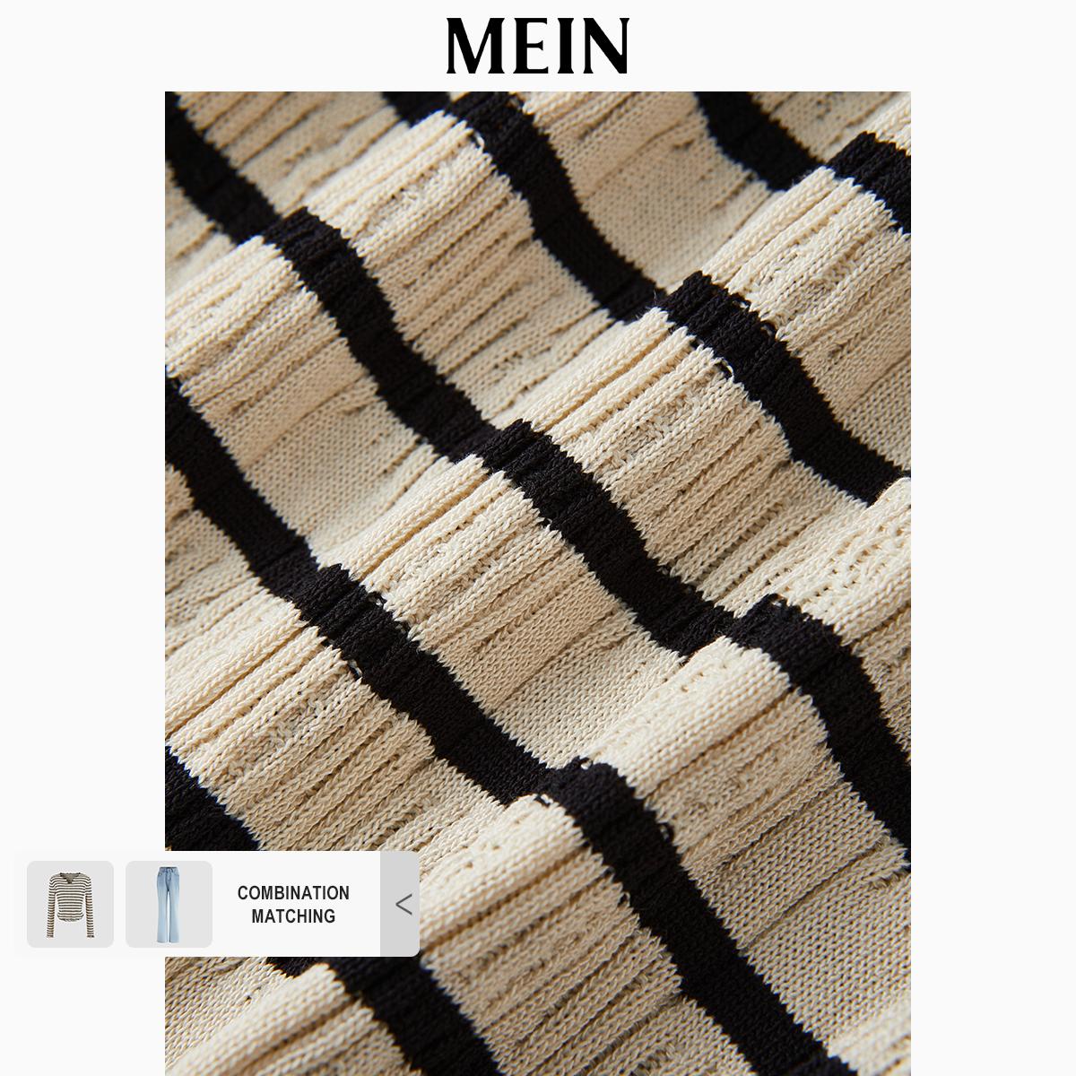[MEIN] Urban Women's V-Neck Ruffled Long-Sleeve T-Shirt, Striped Patterned Top 5430