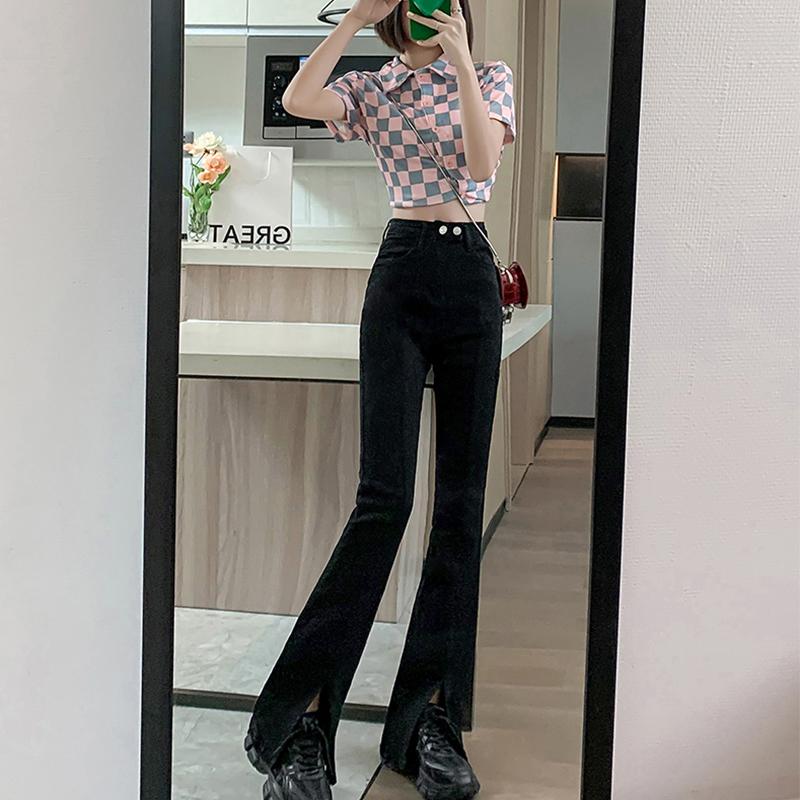 [MEIN] 7020 High Waist Wanita Cutbray Bootcut Sexy Girl Denim Boyfriend Style Jeans Celana Hitam Kaki Panjang