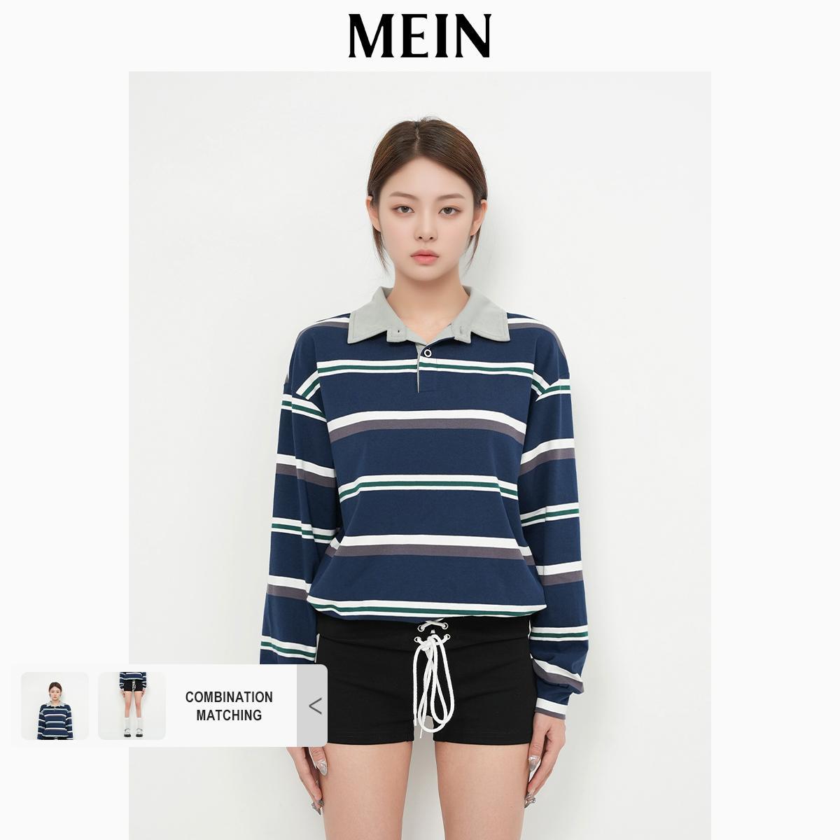 [DareToBe Collection][NEW ARRIVAL] GIRL POWER POLO V-Neck Striped Loose Long-Sleeve T-Shirt 1497