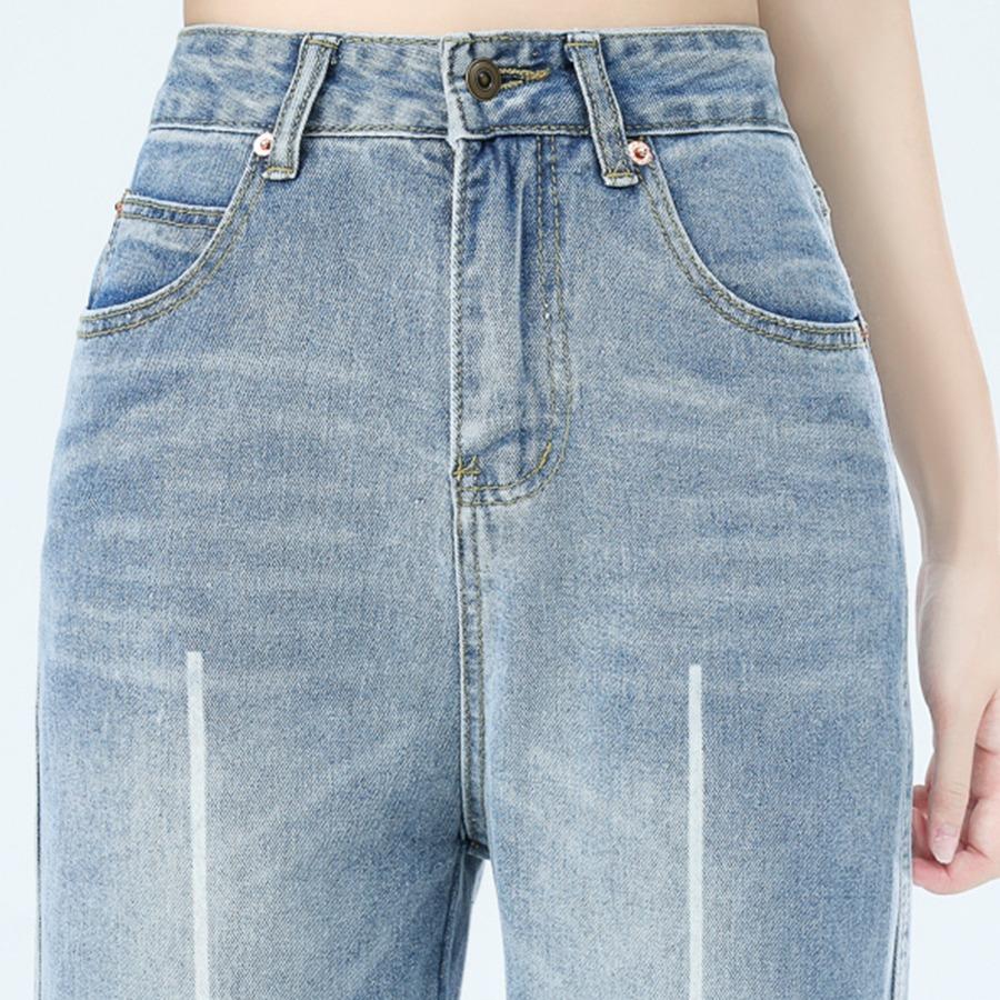 [MEIN] 22116 Garis Biru Muda Celana Kulot Jeans Wanita Panjang