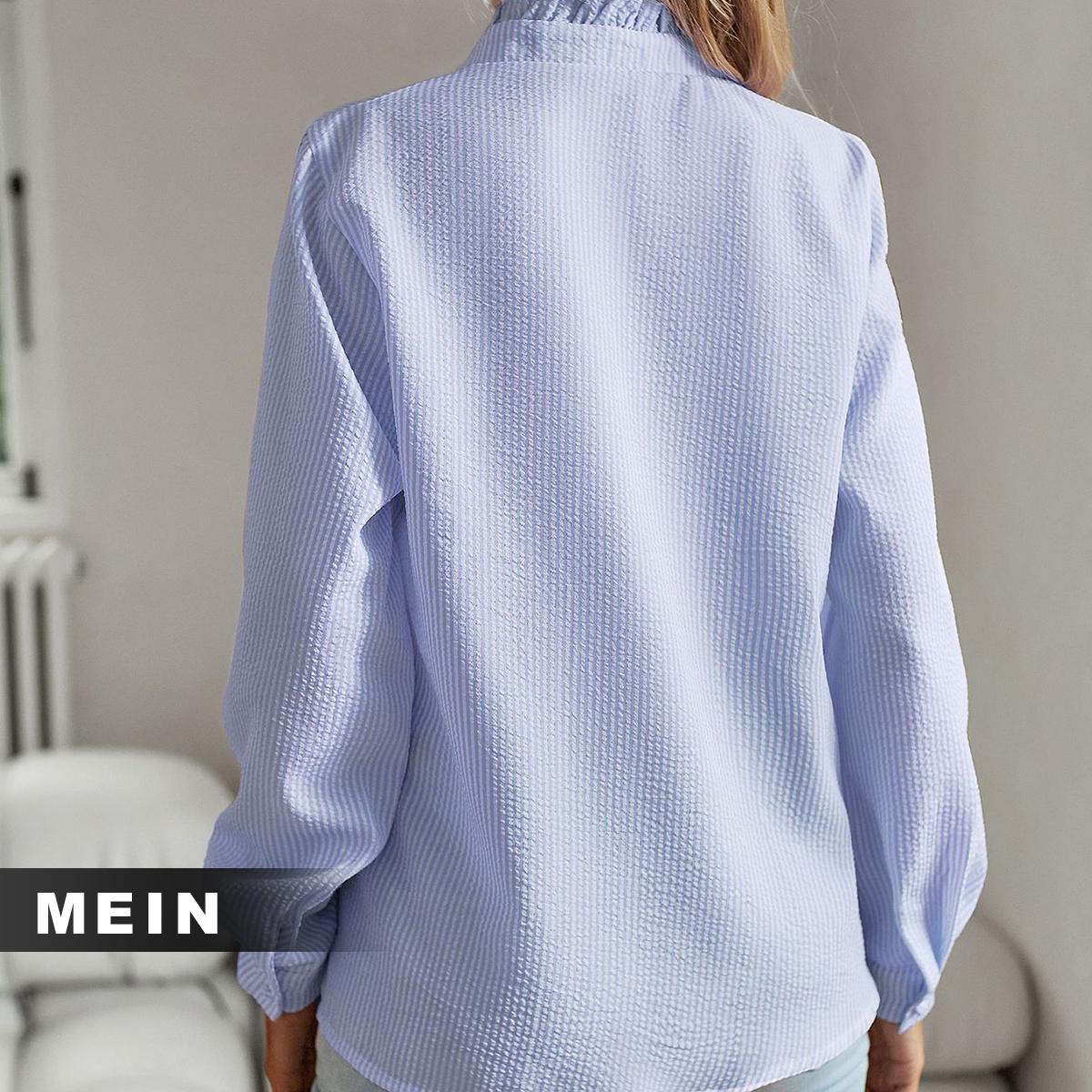 [MEIN] 2332026 Atasan Cewek Outfit Desain Bergaris Long Sleeve Wanita Top Baju Panjang Casual Crop Oversize