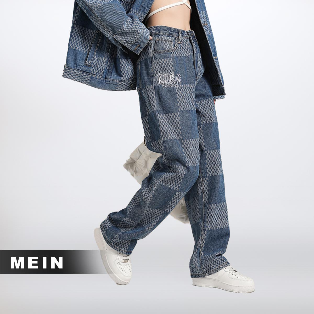 [MEIN] 93098 Pants Wanita Desain Kotak-Kotak Celana Panjang Linen Kulot