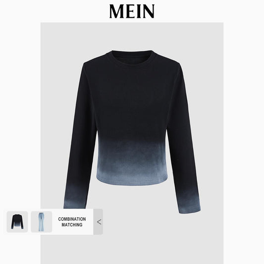 [MEIN] GIRL POWER  Long-Sleeve Fitted Gradient T-Shirt for Women 5433