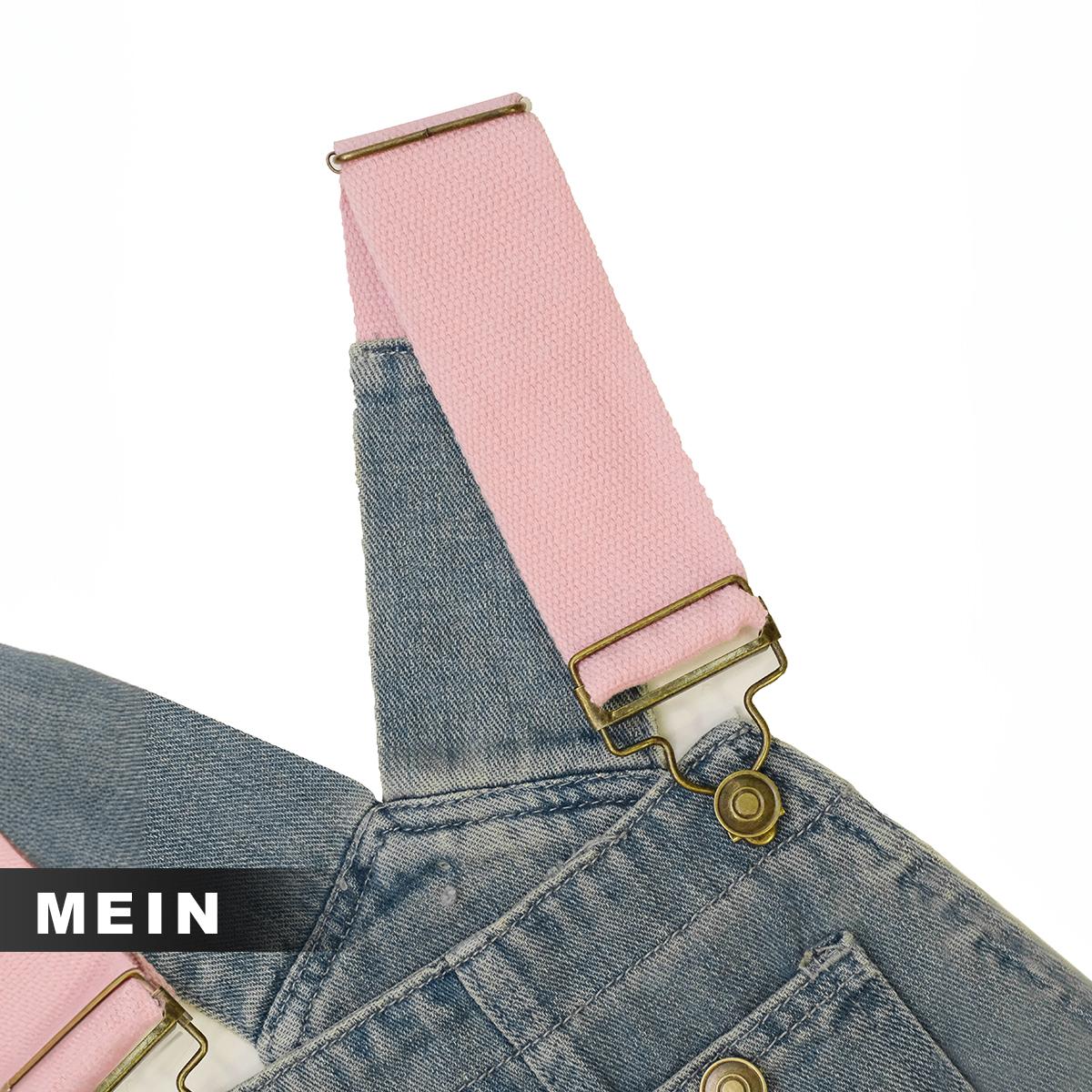 [MEIN] 93216 Celana Jumpsuit Jumpsuit Tali Pink Jumsuit Imut Lucu Loose Denim Jeans Wanita Panjang