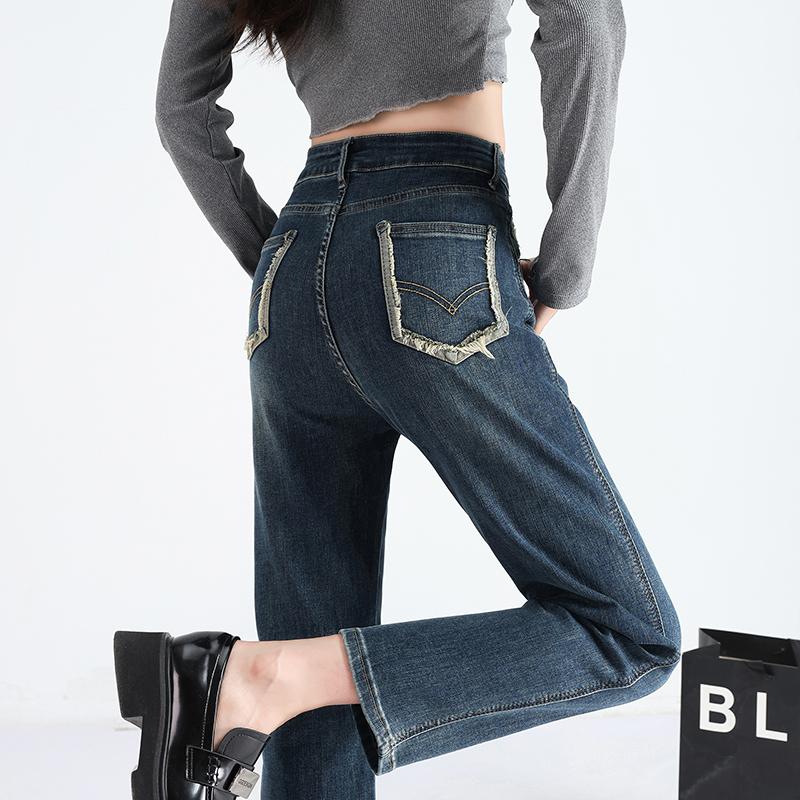 [MEIN] 9801 Wanita High Waist Wanita Celana Panjang Jeans Katun Nyaman Denim Dewasa