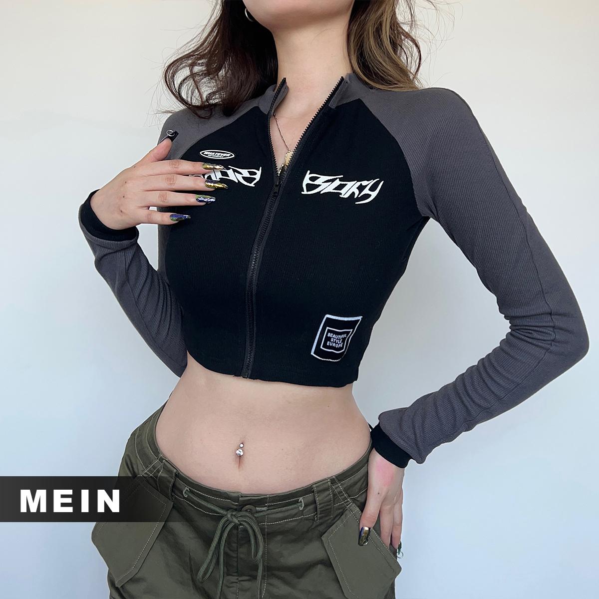 [MEIN] 26618 Atasan Crop Wanita Atasan Olahraga Warna Polos Sport