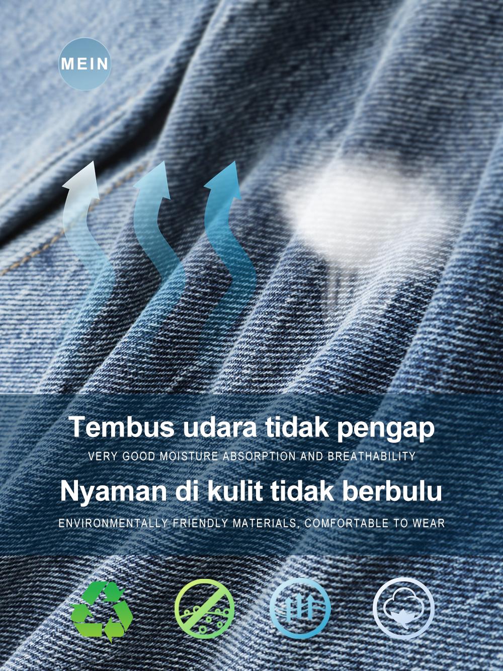 [MEIN] 8102 Straight-Leg Jeans High Waist Jeans Kaki Katun Panjang Celana Boyfriend