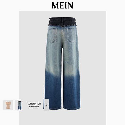 [MEIN] GIRL POWER Gradient High-waisted Korean-style Bottom Jeans for Women 3088