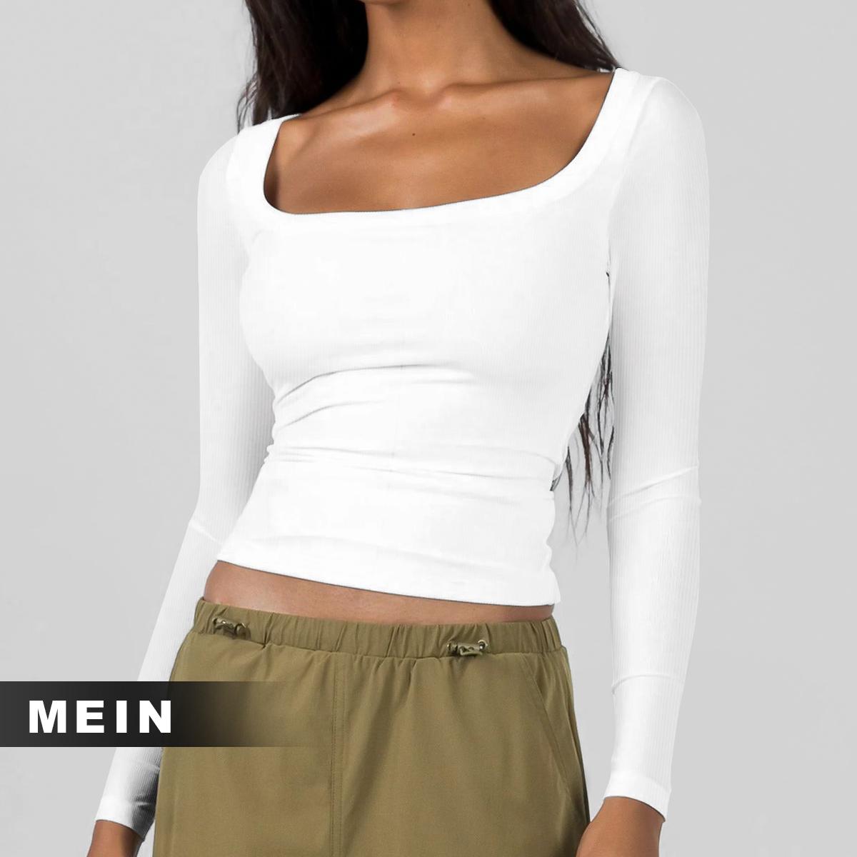 [MEIN] 002 Kaos Polos Long Sleeve Shirt Wanita Top Pendek Baju Crop Oblong Atasan Katun Panjang Dewasa