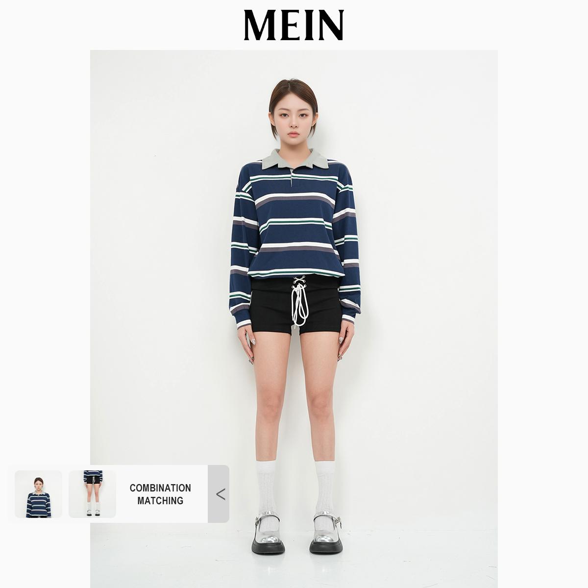[DareToBe Collection][NEW ARRIVAL] GIRL POWER POLO V-Neck Striped Loose Long-Sleeve T-Shirt 1497