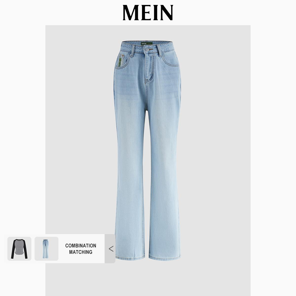 [MEIN] GIRL POWER Women's High-Waisted Skinny Jeans Baggy for Girls, Long-Length Denim Pants 51155