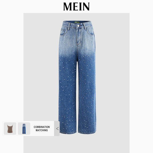 [MEIN] GIRL POWER High-Waisted Wide-Leg  Baggy Denim Pants for Women 7086