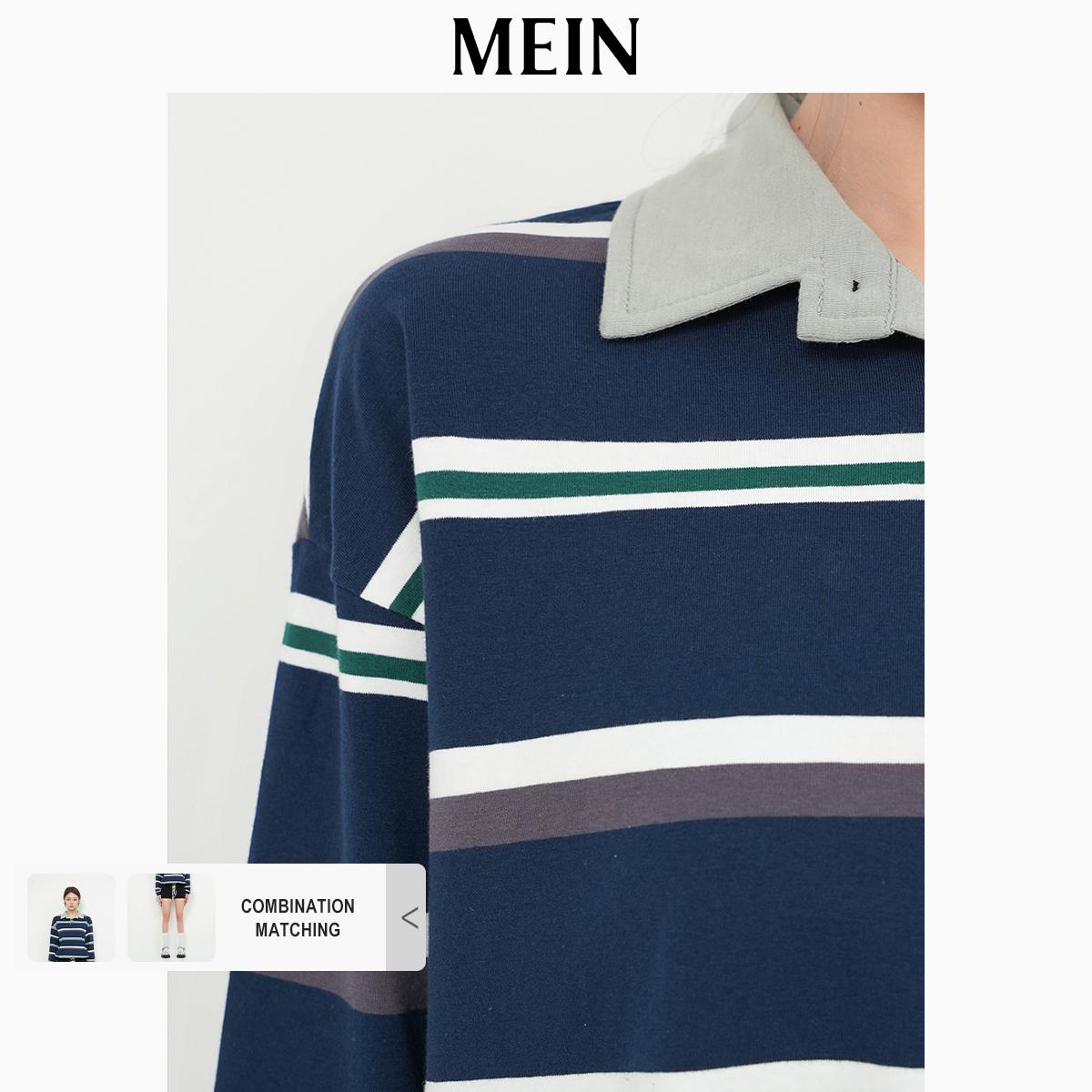 [DareToBe Collection][NEW ARRIVAL] GIRL POWER POLO V-Neck Striped Loose Long-Sleeve T-Shirt 1497