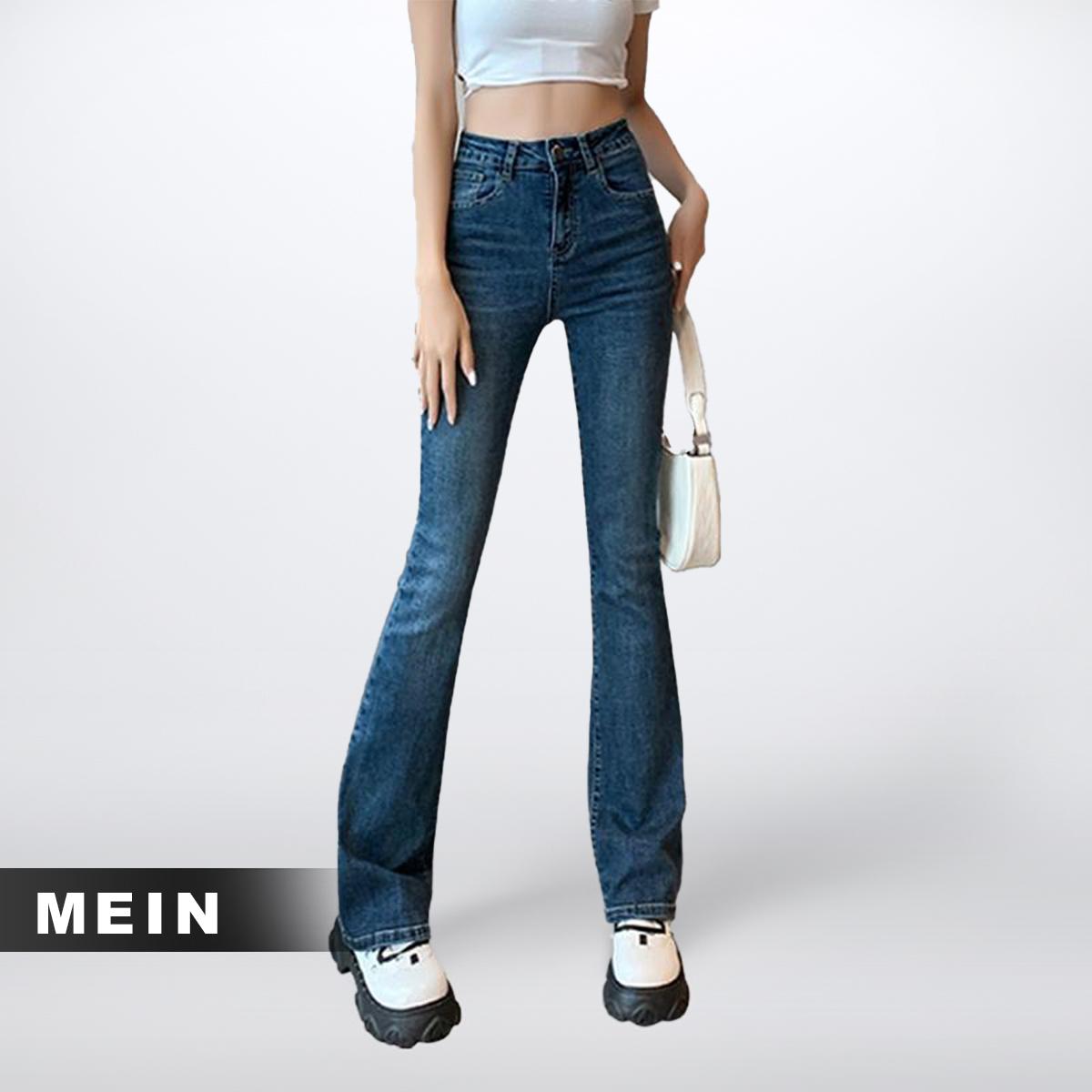 [MEIN] 7799 Jeans Highwaist Wanita Jeans Wanita Terbaru  Hitam Katun Denim Celana Panjang