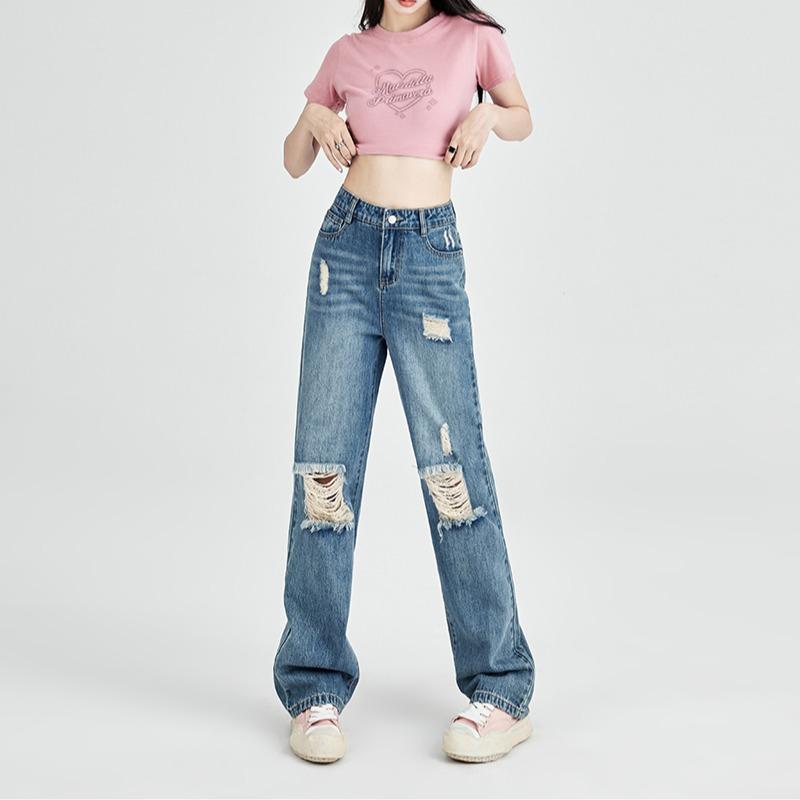 [MEIN] 8608 Wanita Ripped Jeans High Waist Ripped Jeans Wanita Celana