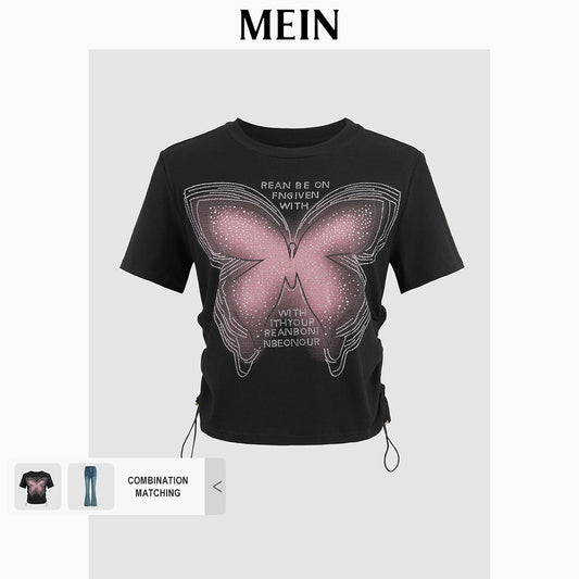 [MEIN] GIRL POWER  Butterfly-print Top Short-sleeve T-shirt for Women 6141