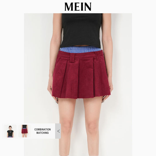[DareToBe Collection][NEW ARRIVAL] GIRL POWER Short Pleated Two-Piece Skirt with Color Blocking for Women 92050