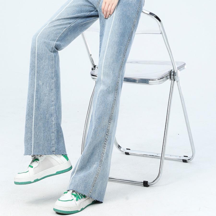 [MEIN] 22116 Garis Biru Muda Celana Kulot Jeans Wanita Panjang